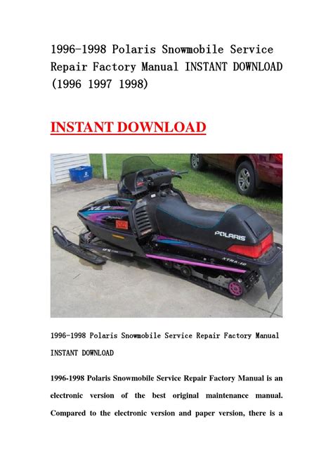 1996 1998 Polaris Snowmobile Service Manual