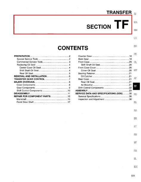 1996 Nissan D21 Transfer Section TF Manual and Wiring Diagram