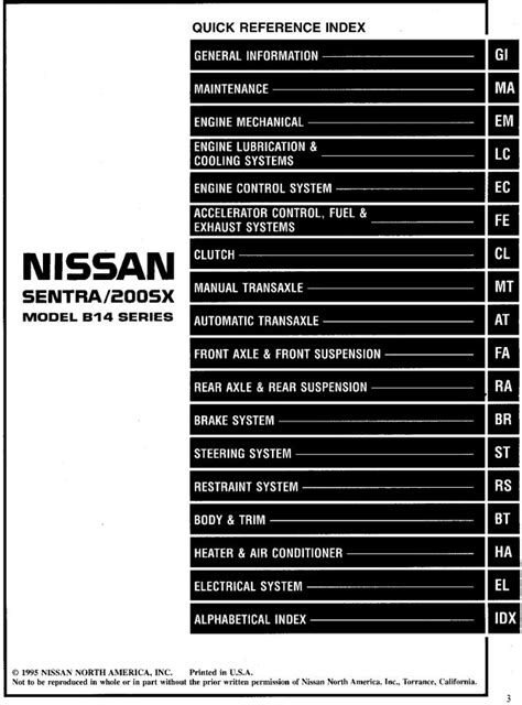 1996 Sentra B14 Service And Repair Manual