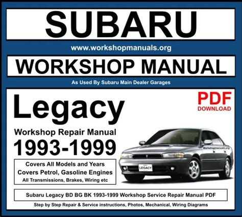 1996 Subaru Legacy Service Repair Workshop Manual Download