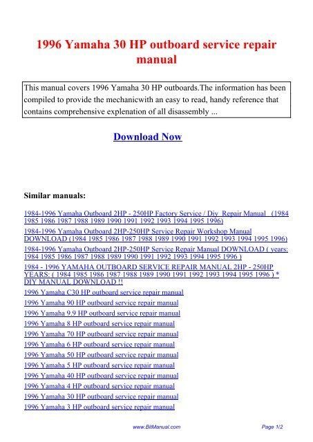 1996 Yamaha C30 Hp Outboard Service Repair Manual