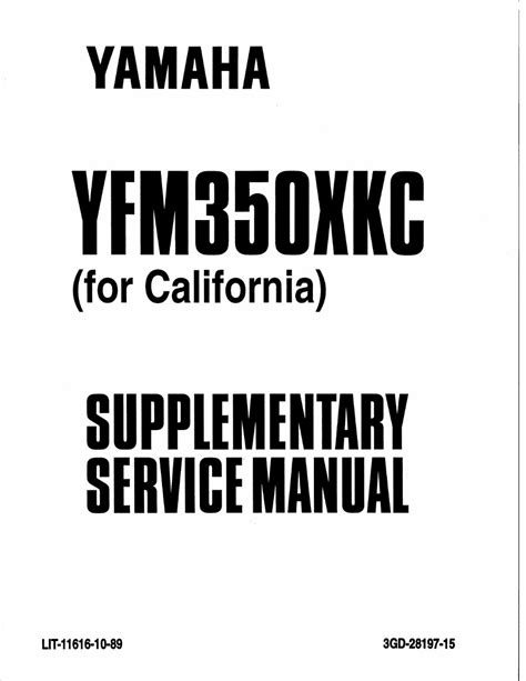 1996 Yamaha Warrior Atv Service Repair Maintenance Overhaul Manual