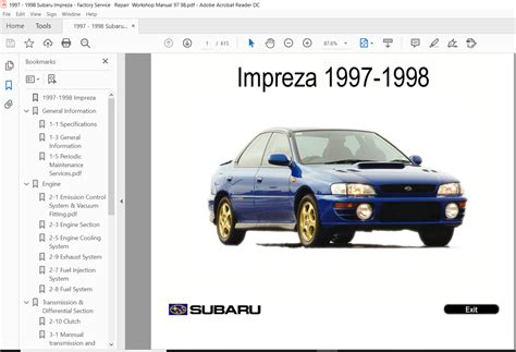 1997 1998 Subaru Impreza Workshop Factory Service Repair Manual Download