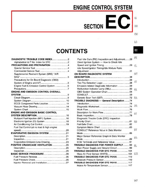 1997 Nissan Maxima Emission Control System Section EC Manual and Wiring Diagram