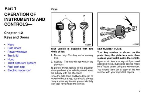1997 Toyota Camry Keys And Doors Manual and Wiring Diagram