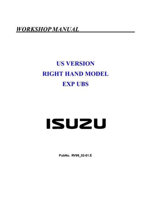 1999 2002 Isuzu Trooper Rodeo Amigo Axion Vehicross Workshop Service Repair Manual