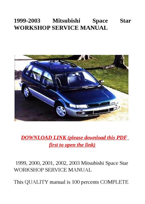 1999 2003 Mitsubishi Space Star Workshop Service Manual