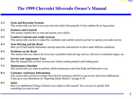 1999 Chevrolet Silverado Owners Manual Pd