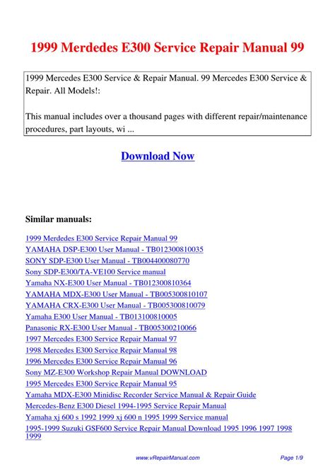 1999 Merdedes E300 Service Repair Manual 99