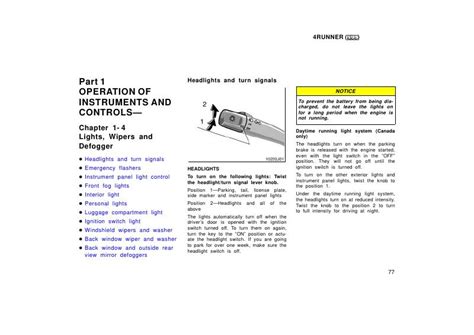 1999 Toyota 4runner Lights Wipers And Defogger Manual and Wiring Diagram
