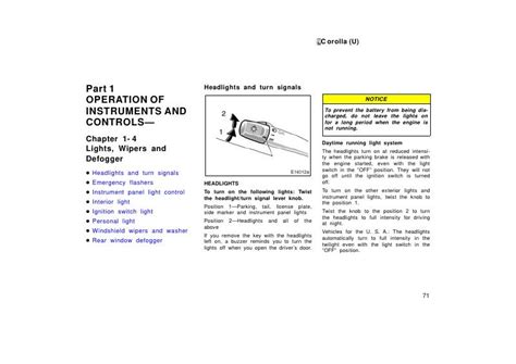 1999 Toyota Corolla Lights Wipers And Defogger Manual and Wiring Diagram