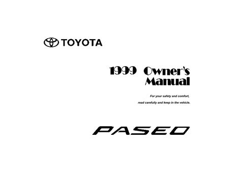 1999 Toyota Paseo Service Repair Manual Software