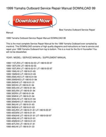 1999 Yamaha Outboard Service Repair Manual Download 99