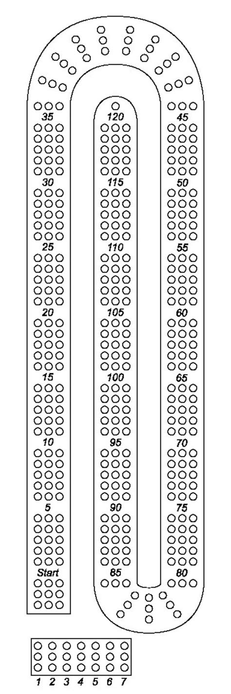 2 Track Cribbage Board Template