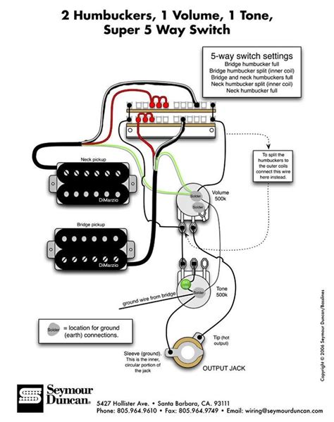 2 humbuckers 1 vol 1 tone 5 way super switch wiring diagram 