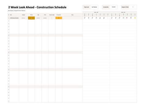 2 Week Look Ahead Excel Template