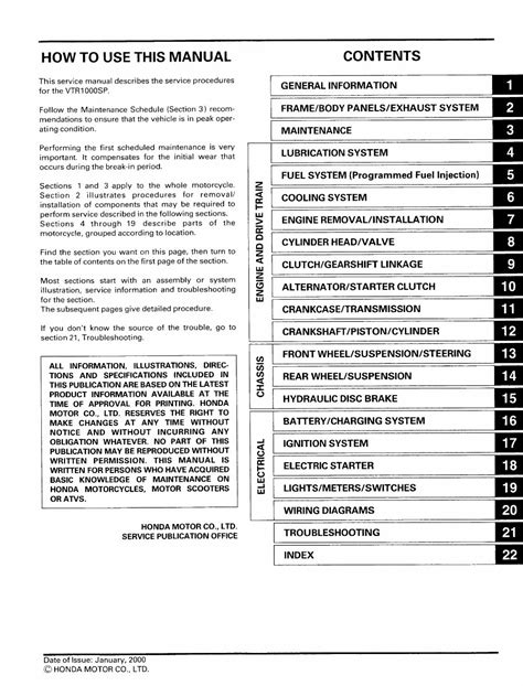 2000 2001 Honda Vtr1000 Service Repair Manual 00 01