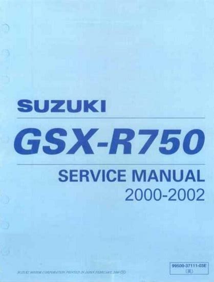 2000 2002 Suzuki Gsxr 750 Service Manual