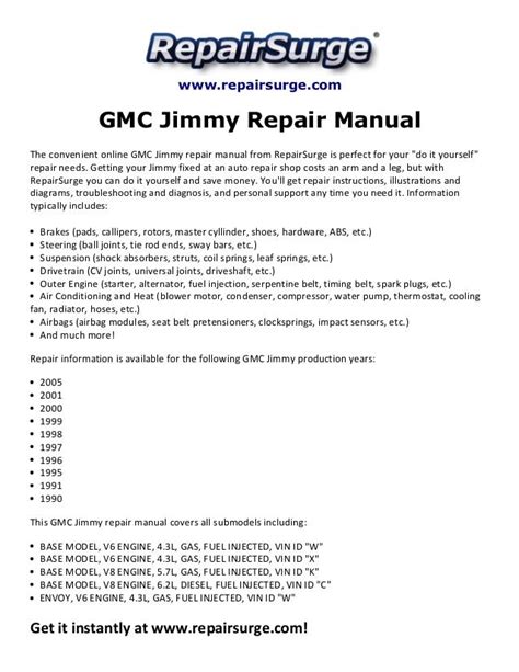 2000 Gmc Jimmy Shop Manual