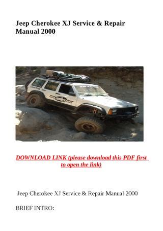 2000 Jeep Cherokee Xj Workshop Service Manual