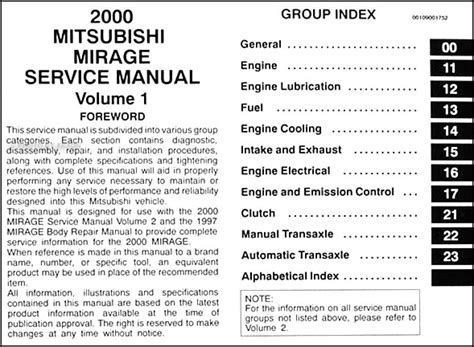 2000 Mitsubishi Mirage Owners Manual