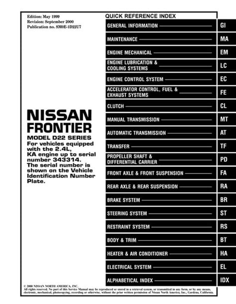 2000 Nissan Frontier Ka Service Repair Manual Download