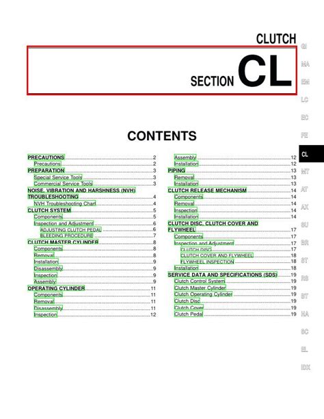 2000 Nissan Sentra Clutch Section CL Manual and Wiring Diagram