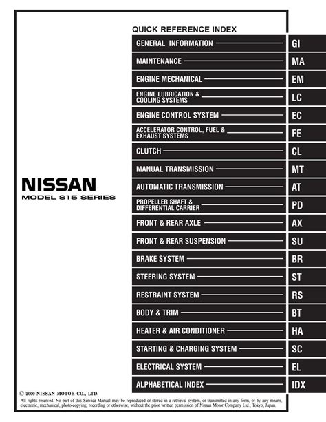 2000 Nissan Silvia S15 Service Repair Workshop Manual Download