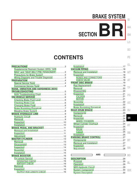 2000 Nissan Xterra Brake System Section BR Manual and Wiring Diagram