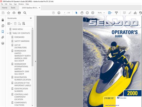 2000 Seadoo Rx Dis Factory Service Shop Manual Download