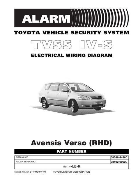 2000 Toyota Avensis Tvss Rhd Door Lock Function AT Ignition Manual and Wiring Diagram