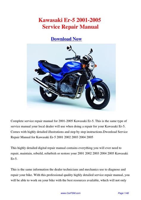 2001 2005 Kawasaki Er 5 Repair Service Manual Motorcycle Pdf Download