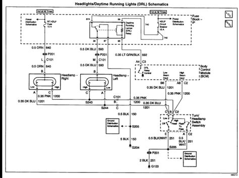 2001 Chevrolet Cavalier Headlight Wiring Diagram