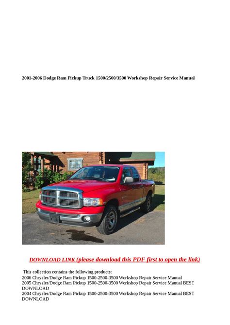 2001 Chrysler Dodge Ram Pickup 1500 2500 3500 Workshop Repair Service Manual Best Download