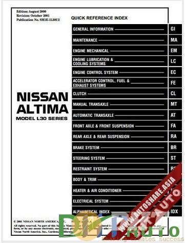 2001 Nissan Altima Shop Repair Manual