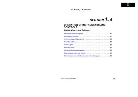 2001 Toyota Rav4 Lights Wipers And Defogger Manual and Wiring Diagram