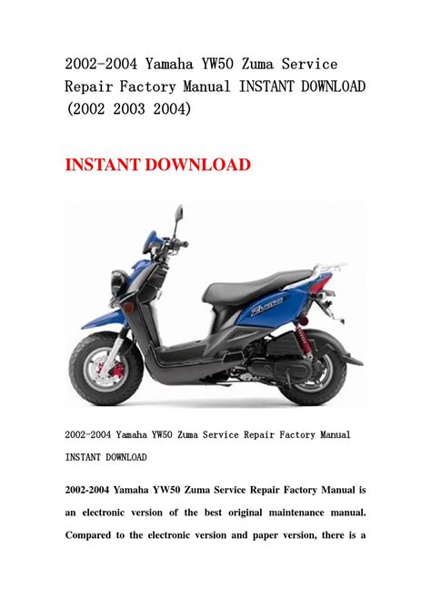 2002 2004 Yamaha Yw50 Zuma Service Repair Manual Download 02 03 04