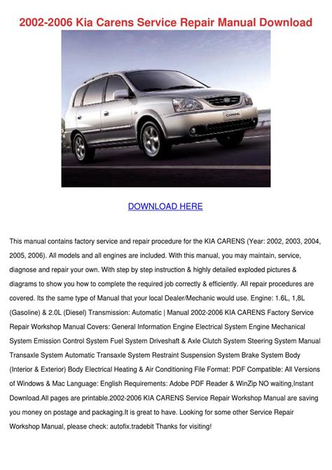 2002 2006 Kia Carens Service Repair Manual