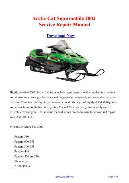 2002 Arctic Cat Snowmobile Factory Service Manual