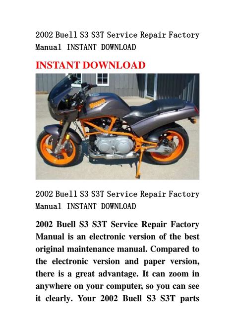 2002 Buell S3 S3t Service Repair Manual