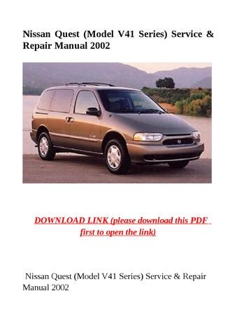 2002 Nissan Quest Model V41 Service Manual