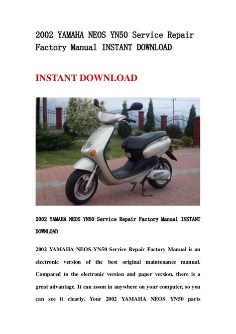 2002 Yamaha Neos Yn50 Service Repair Manual Download