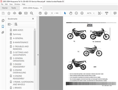 2003 2004 Husqvarna Te Tc 250 450 510 Service Manual