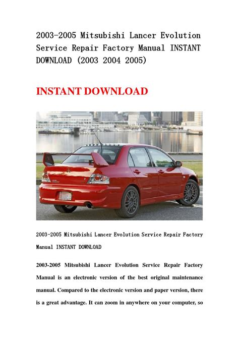 2003 2005 Mitsubishi Lancer Evolution Service Repair Workshop Manual Download 2003 2004 2005