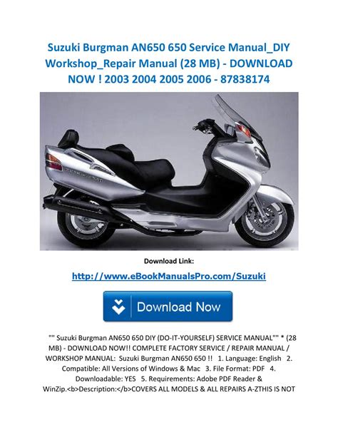 2003 2009 Suzuki An650 A Burgman 650 Service Repair Manual Download