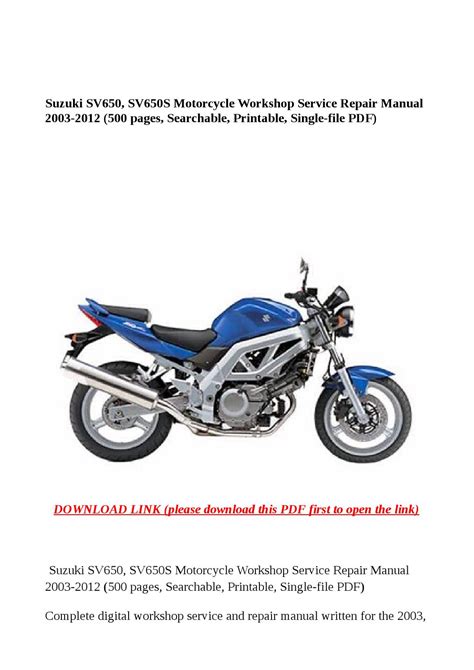 2003 2009 Suzuki Sv650 Service Repair Manual Download 03 04 05 06 07 08 09