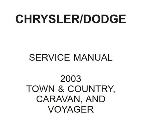 2003 Dodge Caravan Town Country Diesel Service Manual