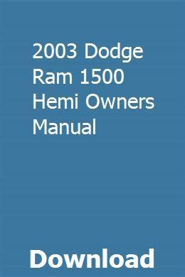 2003 Dodge Ram 1500 Hemi Owners Manual