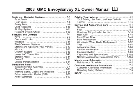 2003 Gmc Envoy Xl Owners Manual