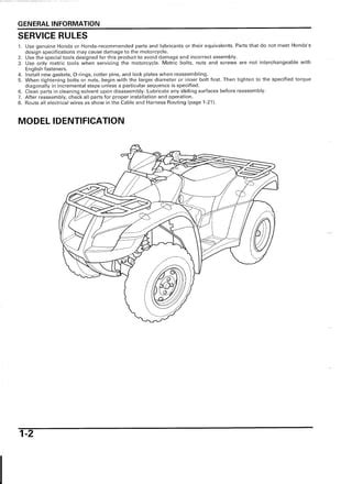 2003 Honda Rubicon Trx650fa Service Manual Download